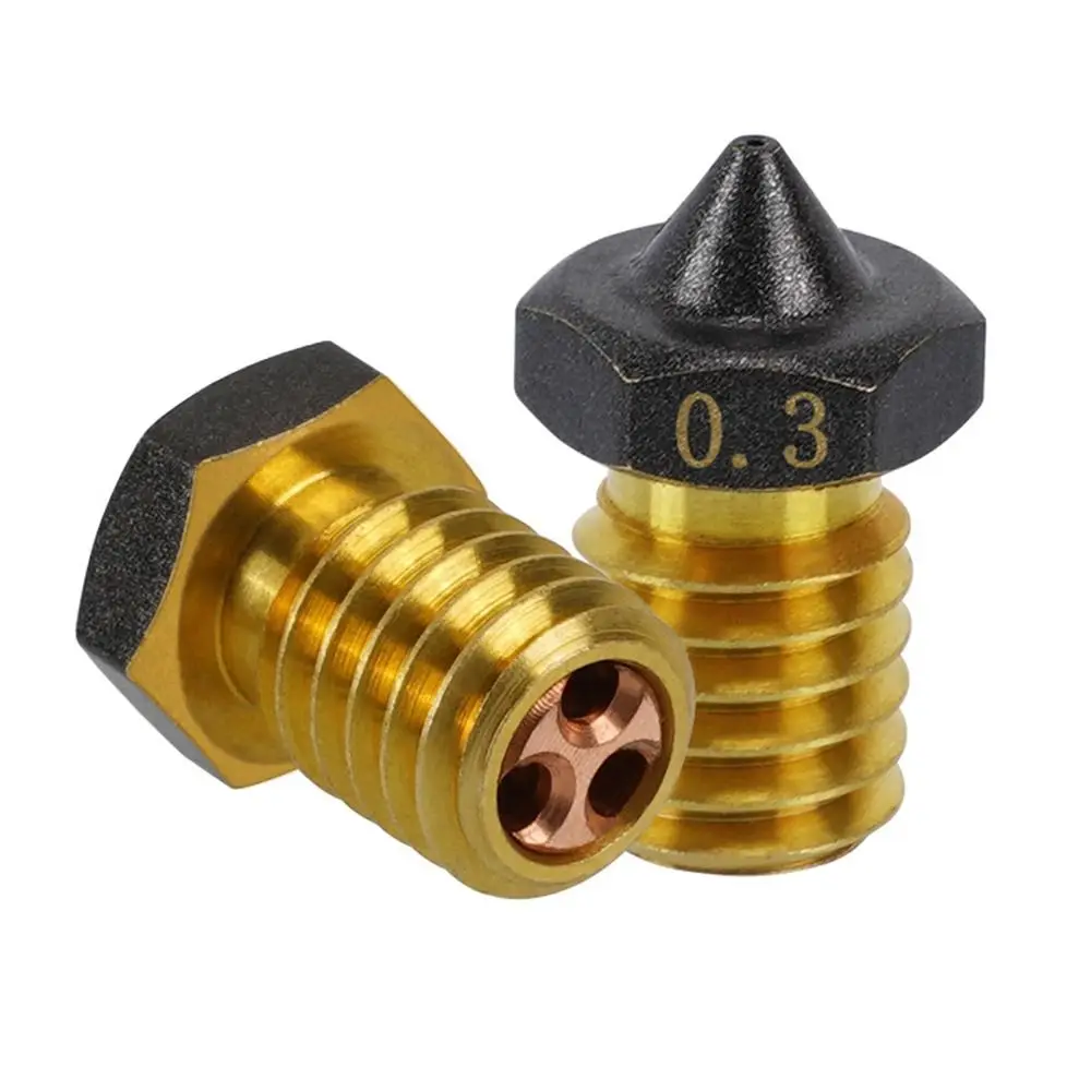 3Pcs 1.75MM Brass Nozzle PTFE Coated High Flow Extruder Nozzles Threaded Filament Copper Print Head Nozzle for CHT E3D V6