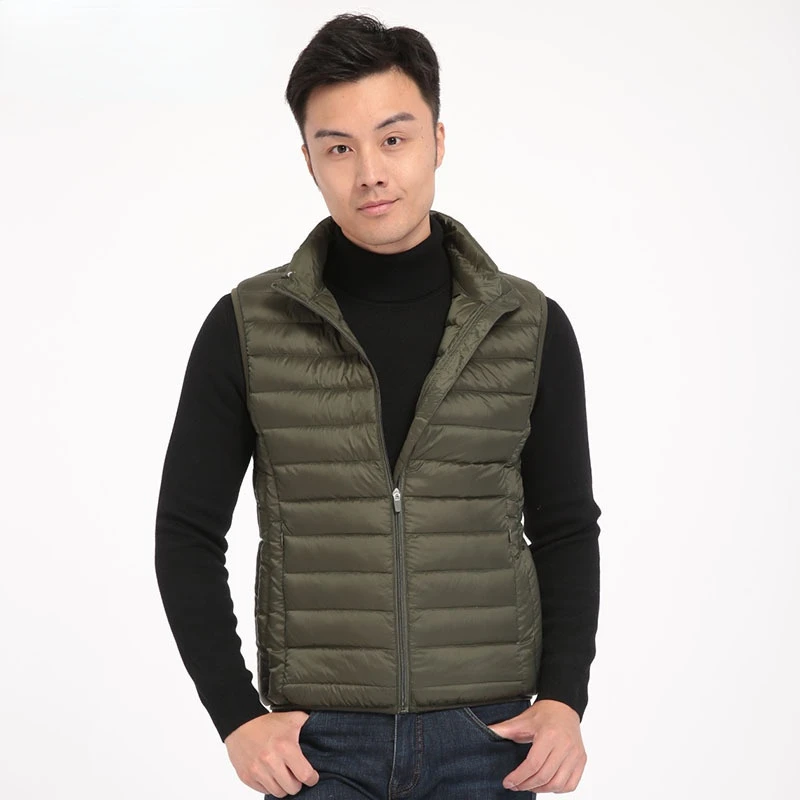 Mens Puffer Jacket Oversize 3xl 4xl White Duck Down Vest for Men Fashion Warm Green Sleeveless Zip Up Vest Plus Size Coat Boys