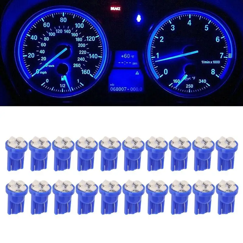 20Pcs T10 W5W 168 194 4-SMD Blue LED Dash Instrument Cluster Gauge Lights Bulbs