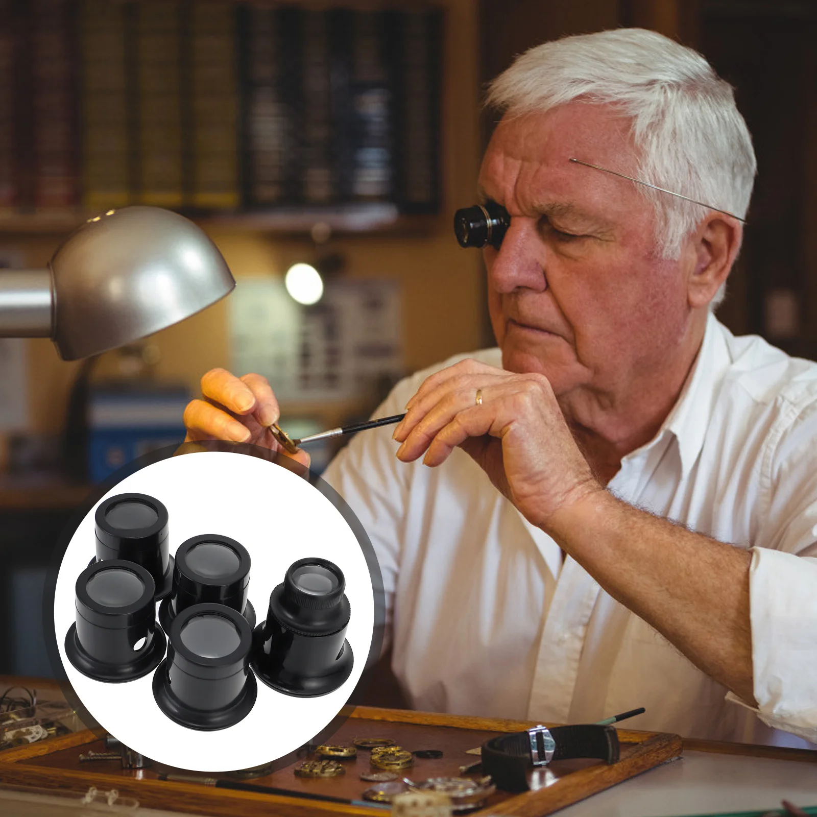 5 قطع من مكبرات إصلاح الساعة، تكبيرات مختلفة، أدوات صانع الساعات المريحة وخفيفة الوزن لطوابع العملات المعدنية والمجوهرات