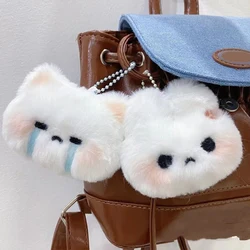 Cartoon Plush Rabbit Doll Keychain Sweet Cute Angry Crying Rabbit Doll Charms Keyring Animal Bag Pendants Decor Gifts