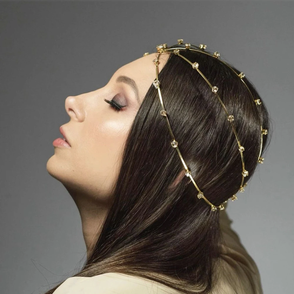 

Hollow Multilayer Crystal Hair Chain Hat Bridal Headwear for Women 2025 Boho Flapper Rhinestone Headpiece Cap Wedding Jewelry