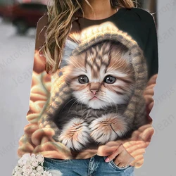 Cat Sweatshirt Kawaii Animal 3d Print Hoodie Women Fashion O-neck Hoodies Female Sweats Winter Coat Girl Clothes Dog Sudaderas