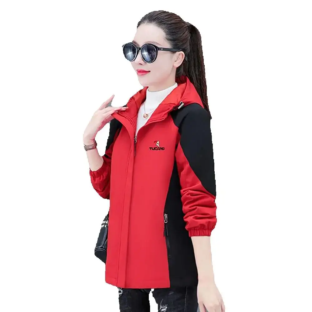 

Splicing Slim Jacket Women's 2024 Spring And Autumn New Casual Fashion Loose Hooded Temperament Trench Coat Tide.