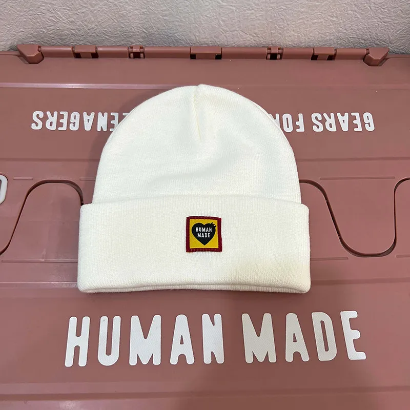 HUMAN MADE Fall Winter Trendy Versatile Knit Beanie, Unisex Outdoor Streetwear Warm Wool Hat