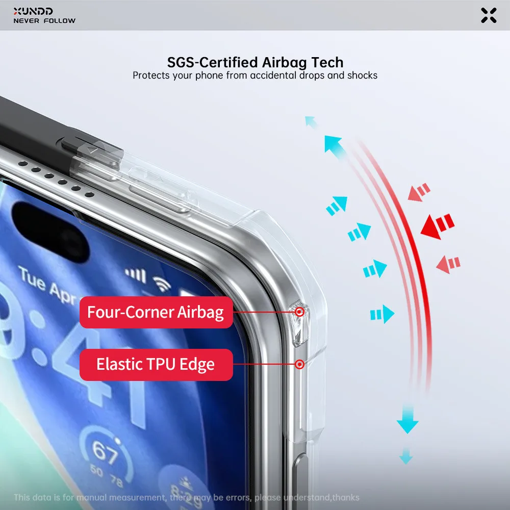 Xundd for iPhone Duo Case Built-in Screen Protector Shockproof Camera Hinge Protection Cover