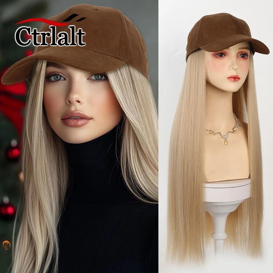

Long Straight Baseball Cap Synthetic Wig Hat With Hair Extensions For Women Adjustable Hat With Wig Attached Long Hairpiece