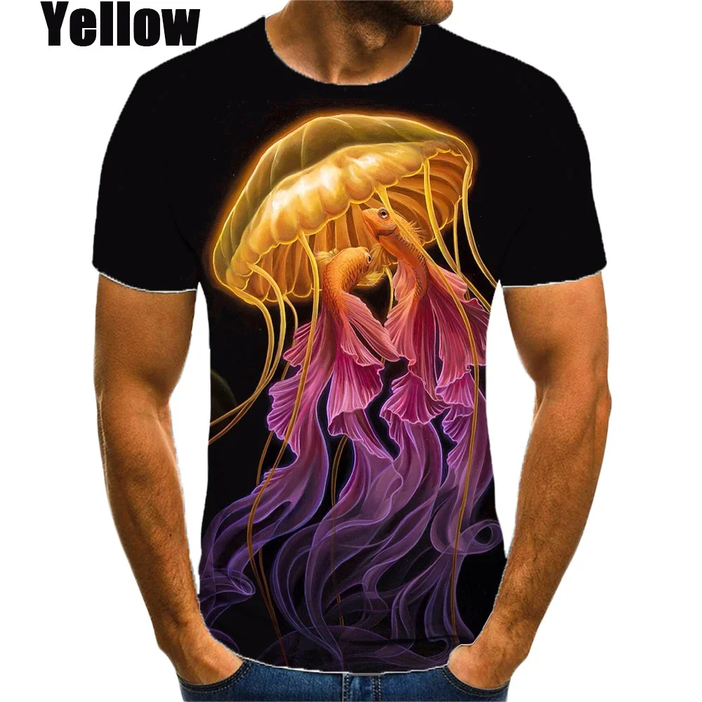 New Summer Hot Sale 3D Jellyfish Men's/women's Fashion Slim 3D Printing T-shirt Short-sleeved T-shirt Casual Round Neck Top