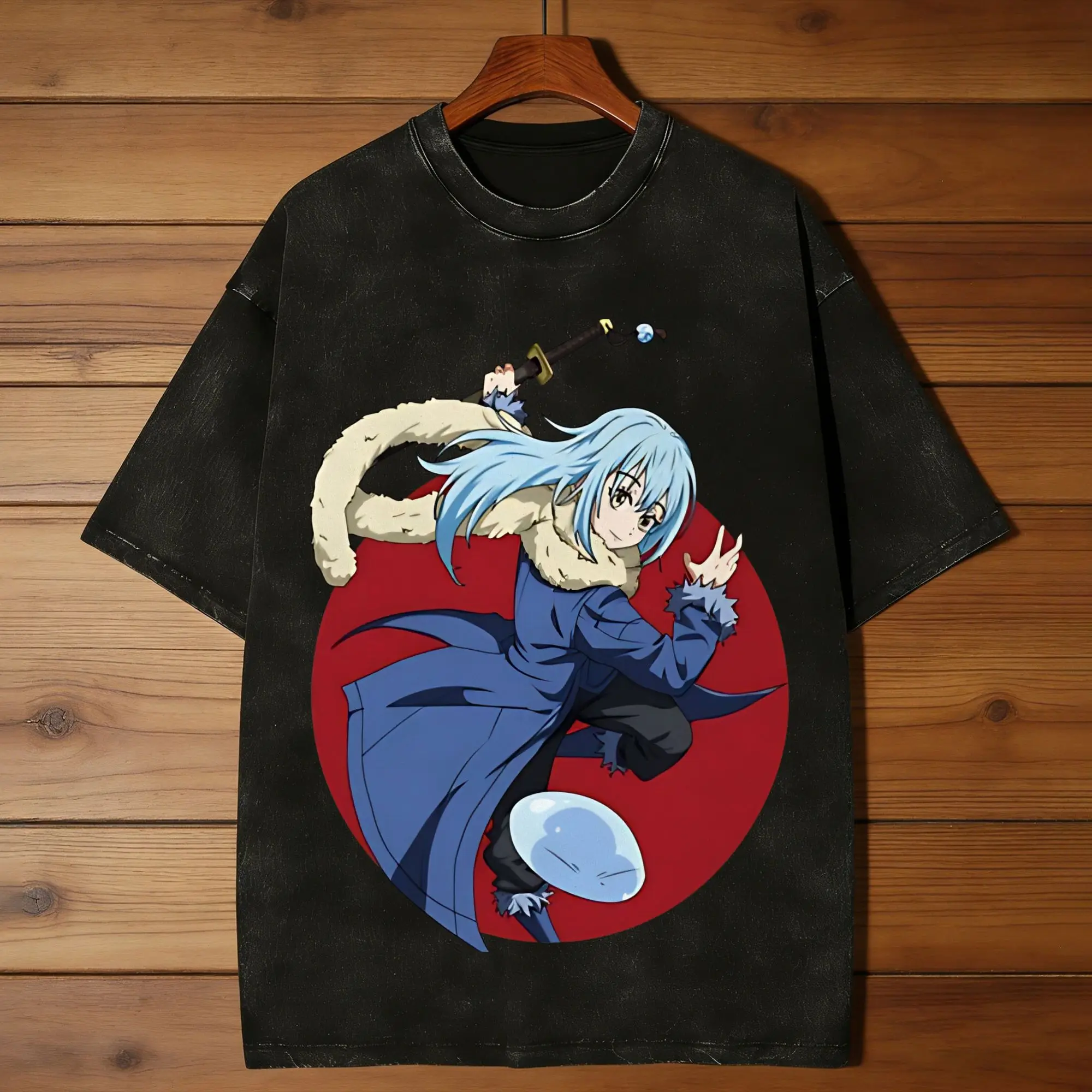 Casual That Time I Got Reincarnated As  A Slime T-Shirt Men  Pure Cotton Washed T Shirts  Short Sleeve Tees Printed Clothing
