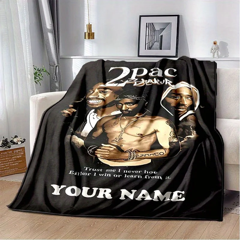 Personalized 2Pac Blanket Name Rap Legend Art Soft Fleece Throw Hip Hop Fan Gift Home Decor Music Theme