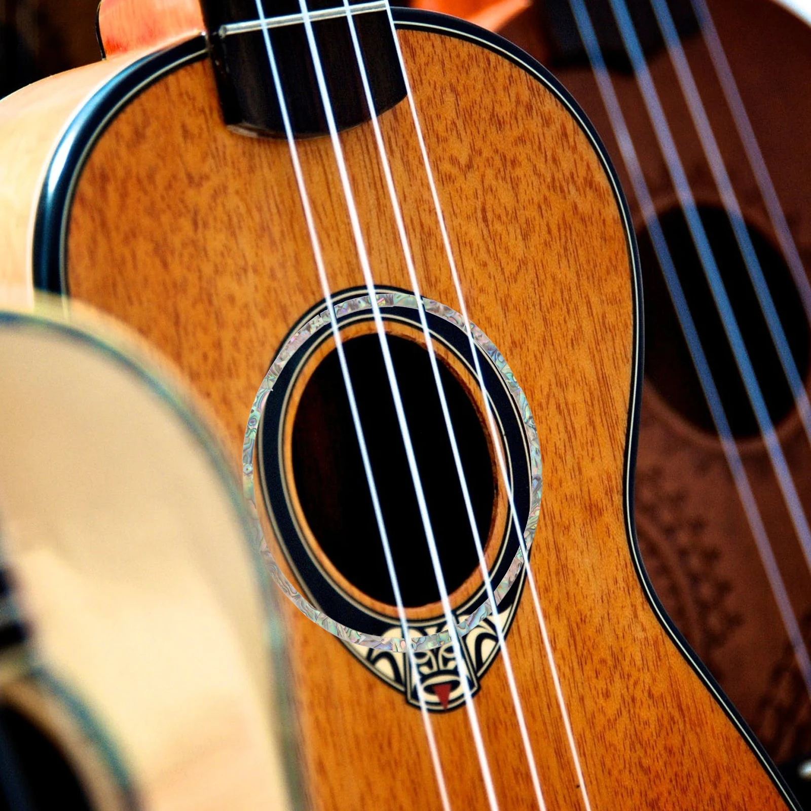 

12pcs Guitar Soundhole Inlay Stickers Durable Pvc Adhesive Decals Sound Hole Rosette For Acoustic Classical Guitars Wood Design