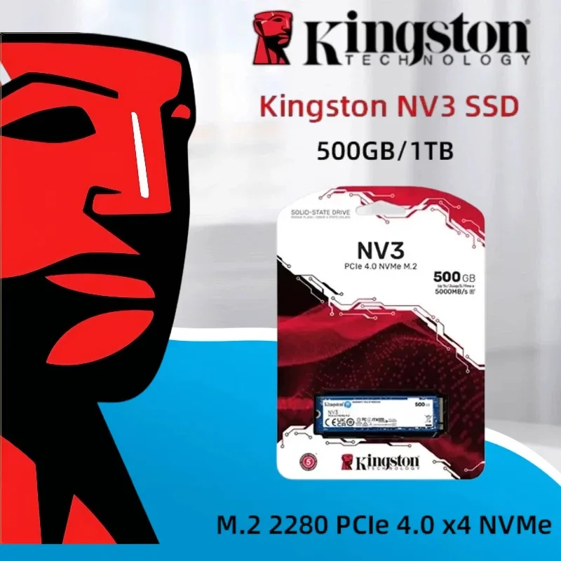 SSD Kingston NV3 500GB 1TB 2TB NVMe PCIe Gen 4.0x4 Unidade de Estado Sólido M.2 2280 SSD Interno NVMe M2 para Desktop e Laptop