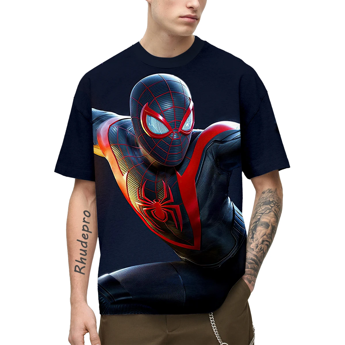 Miniso Spider-Man Men Women Avengers Short Sleeve Casual Style 3D Print T Shirt Summer Casual Streetwear Tee Tops Cartoon