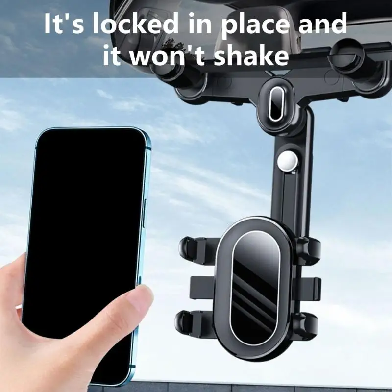 Car Clip Type Rearview Mirror Mount Phone Holder Shockproof Cellphone Holder Mount Automotive 360 Degree Rotating Stand