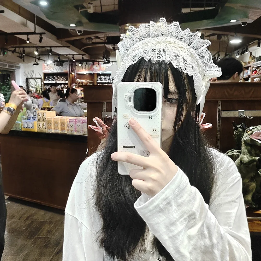 Vintage Country Style Lace Hair Band, Handmade Ruffle Satin Bow Headpiece Lolita Cosplay Hair Accessories With Alligator Clip