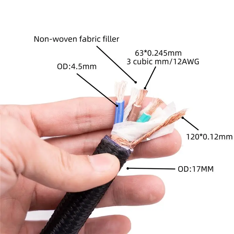 TCE 12AWG Hi-End HiFi Audio Universal AC Power Cable Power Cord for Digital Player Power Amplifier US Plug 1 Meter/3.28Ft
