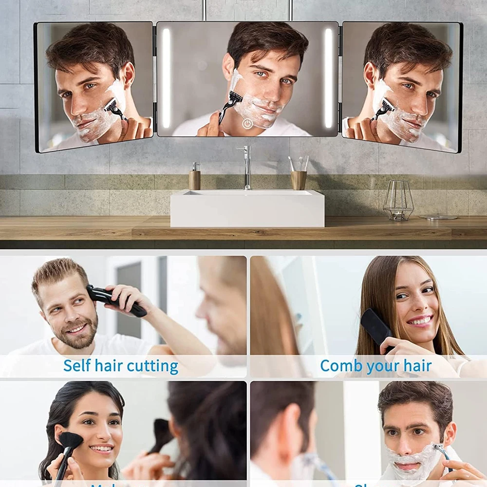 �y�Z�[�����zLED�t��3�ʋ� 360�x�O�܂�w�A�J�b�g�~���[ �Ɩ��t���Z���t�w�A�J�b�g�~���[ �U���X�^�C�����O�ɍœK