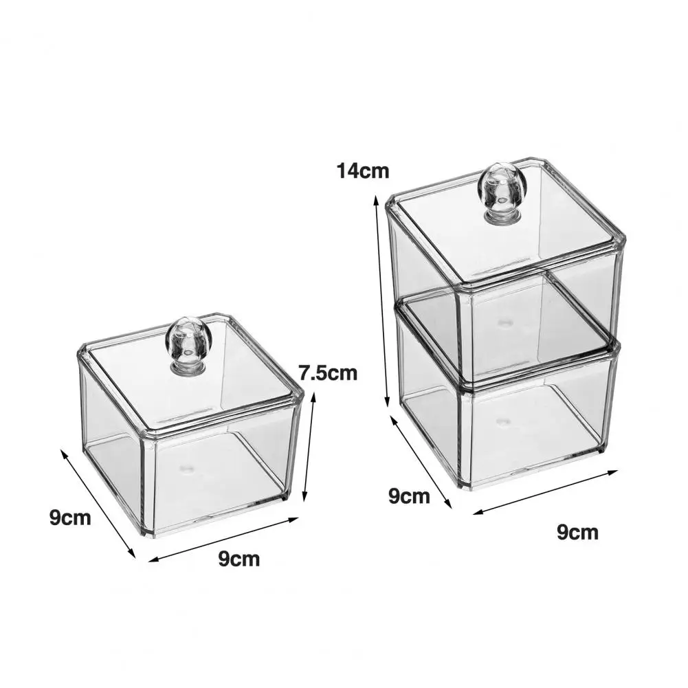 1Pc Stackable Bathroom Storage Box Portable Acrylic Storage Box with Lid Multifunctional Makeup Remover Cotton Swab Organizer