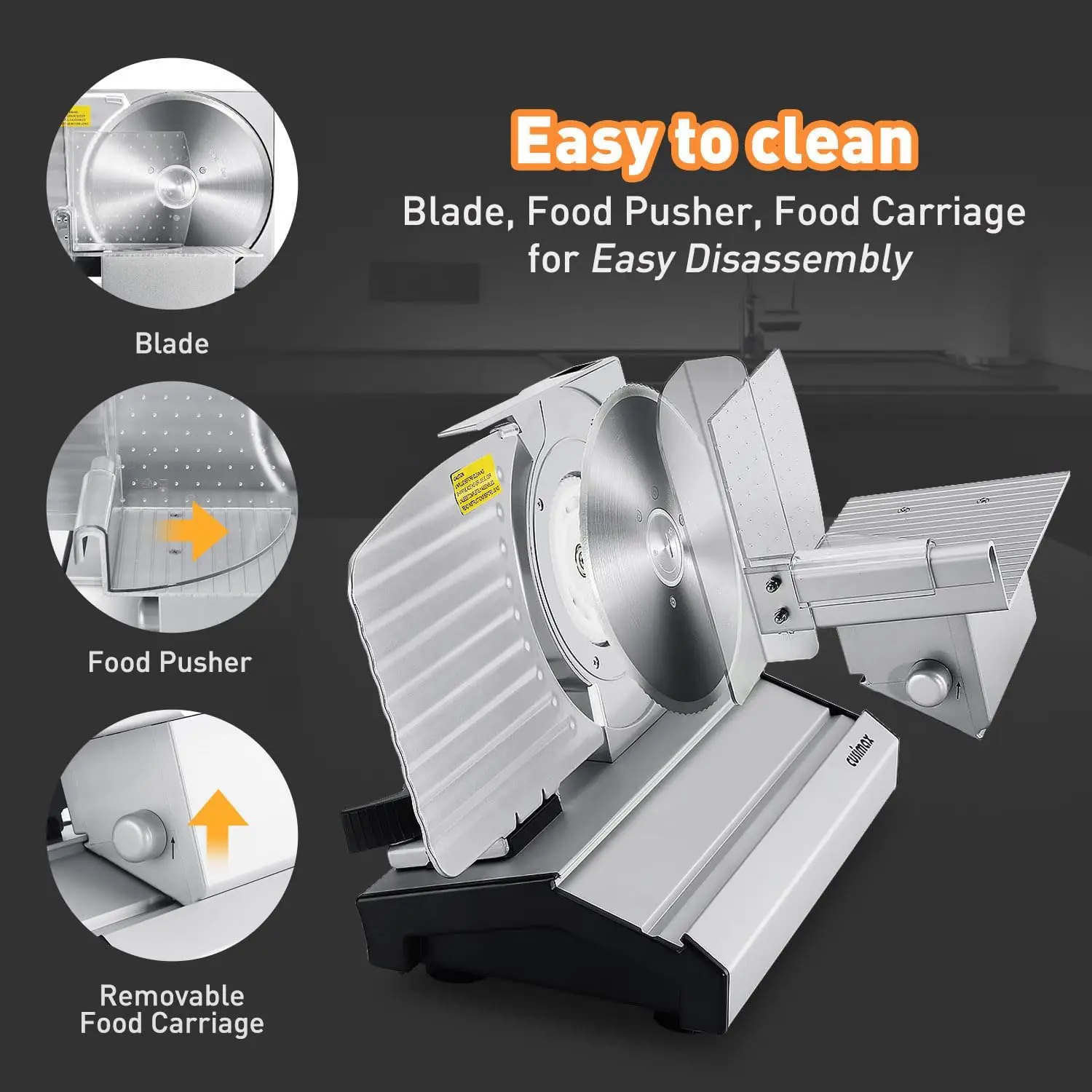 Meat Slicer,Electric Deli Meat Slicer with 2 Removable 8.7''Stainless Steel Blades,Removable Food Carriage