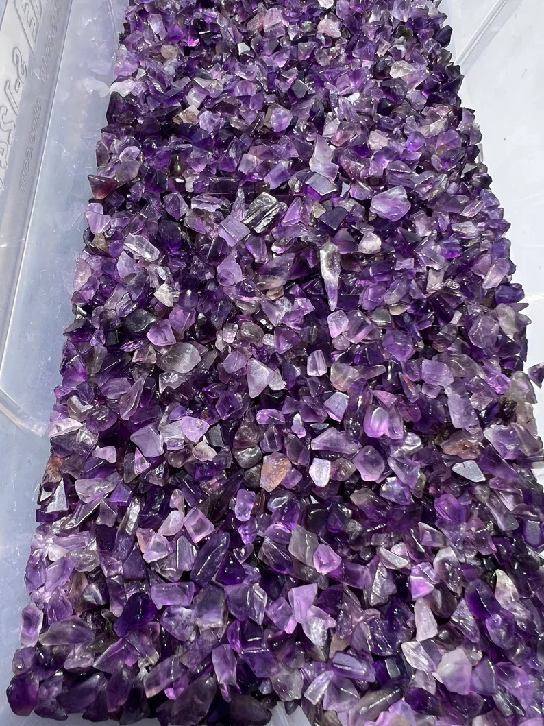 50g/100g/200g Chips de amatista Natural Chips de piedra, Chips crudos, Chips de cristal, Piedras caídas perforadas, Suministros para manualidades de arte DIY