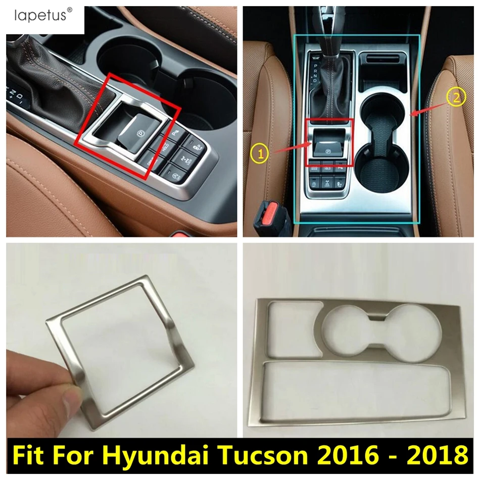 

Car Central Control Gear Shift Water Cup Holder Panel Cover Trim Stainless Steel Accessories For Hyundai Tucson 2016 2017 2018