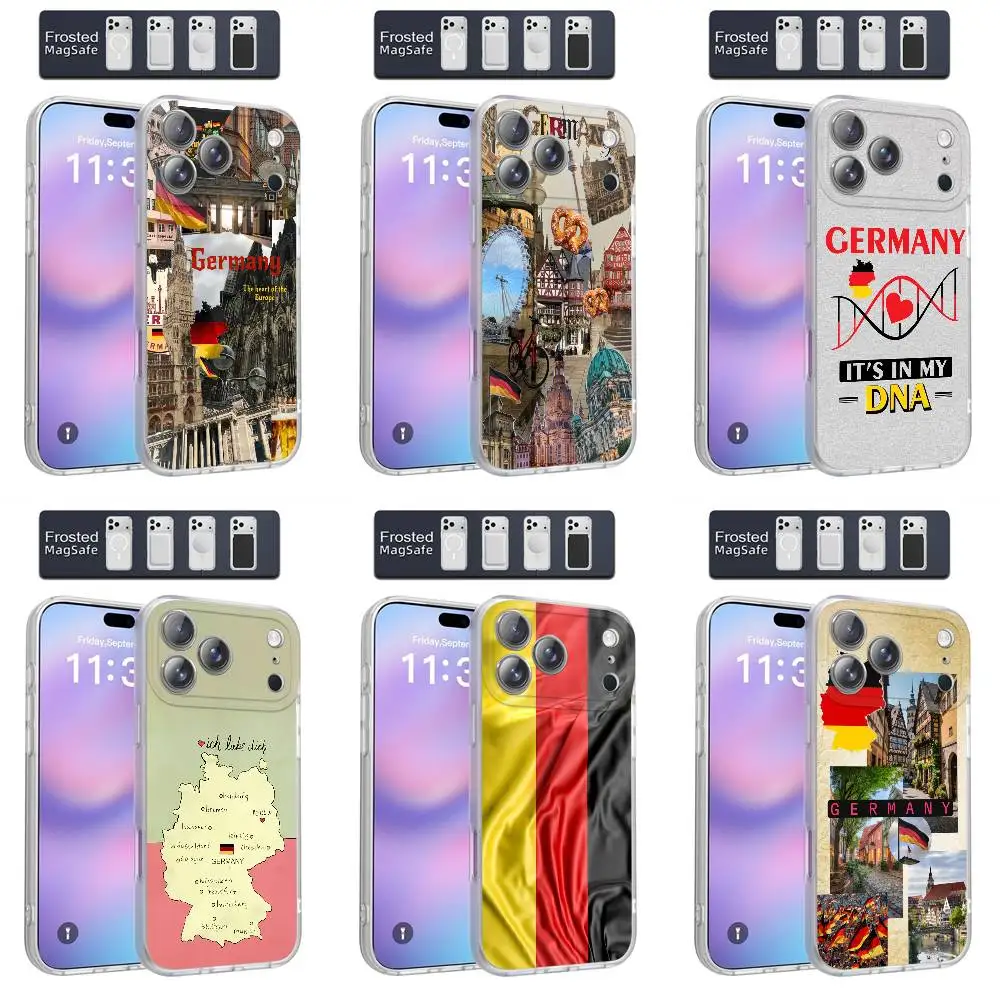 

Germany FlAG Travel Phone Case For iPhone 17,16,15,14,13,12,11,Pro,Max,Plus,E,Air,Mini Magnetic Magsafe Frosted Clear