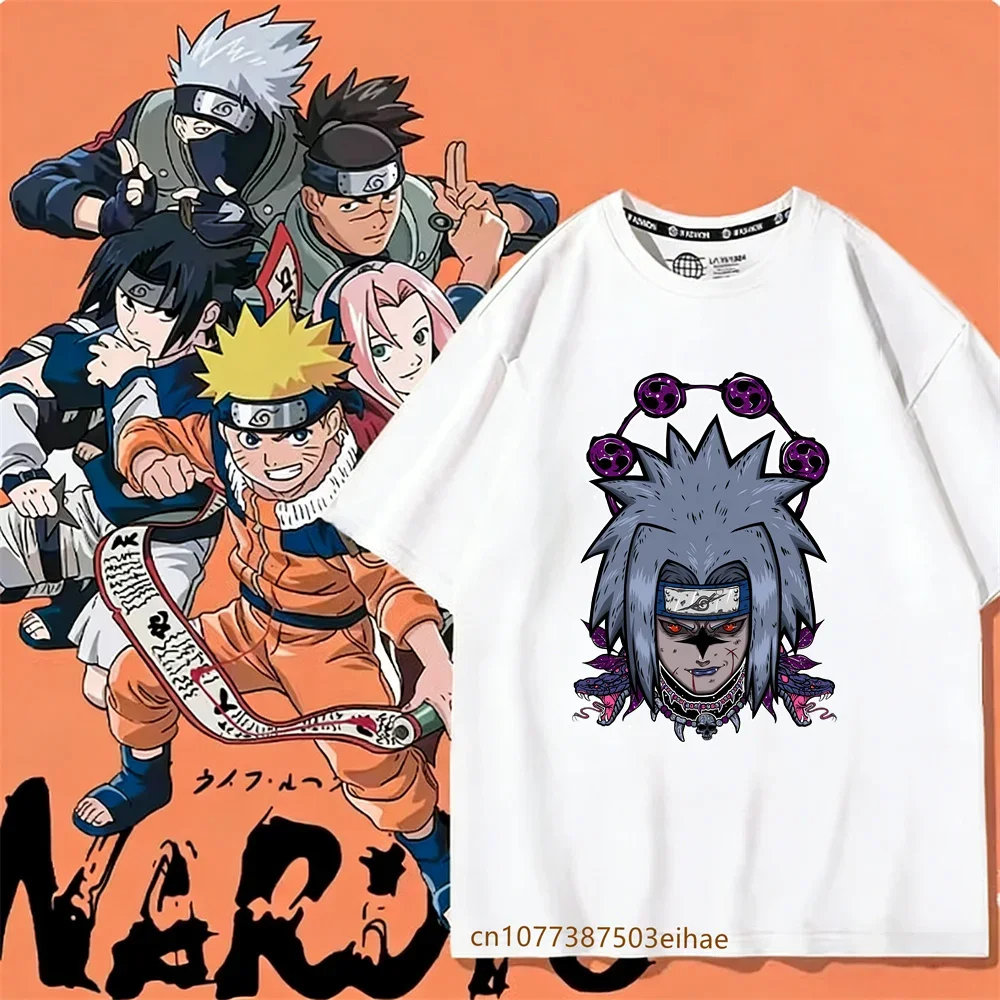 Cotton Top Japanese Anime Naruto T-shirt Graphic Boys' T-shirt, Short-sleeved Top, Sasuke Children's Clothes, Comic Merchandise