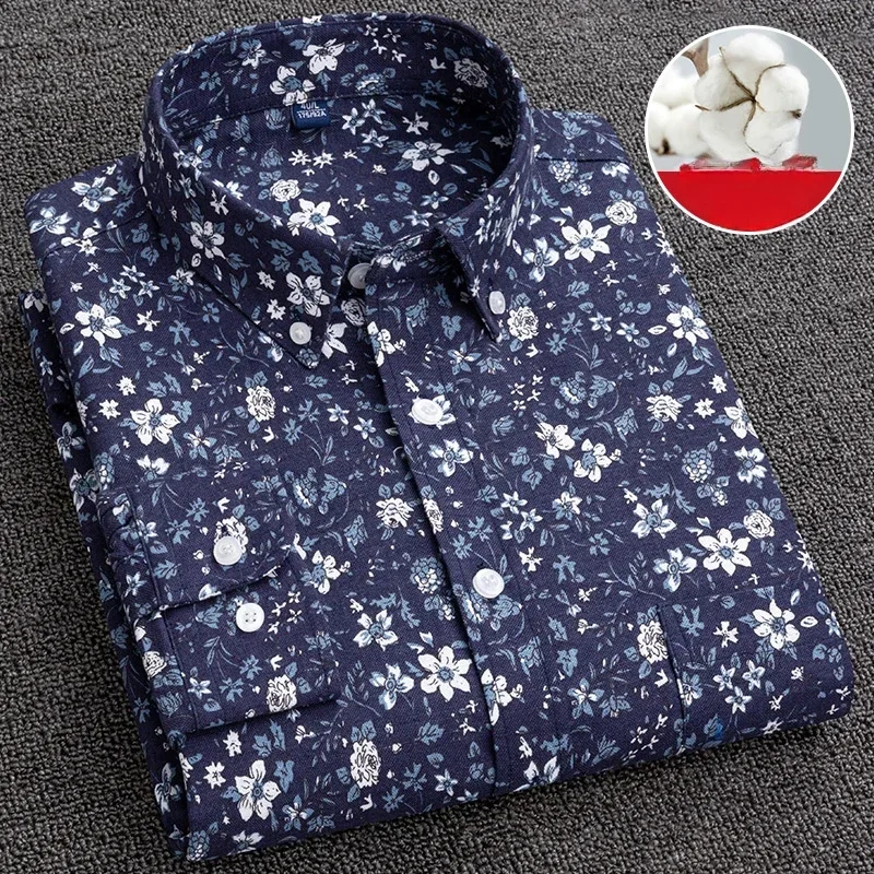 Chemise à manches longues pour hommes, grande taille, 7XL, 100% coton, mode, chemises imprimées décontractées, rayures, médicaments élégants,