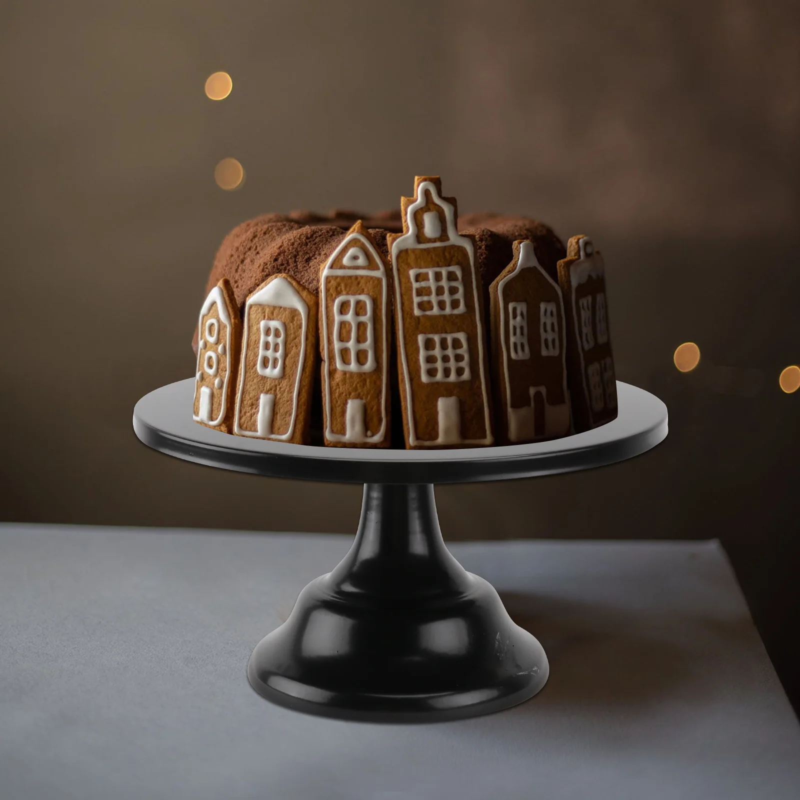 

1 pc Black Cake Plate Premium Iron Fruit Tray Cupcake Display Stand Creative Dessert Holder Reusable Housewarming Gift