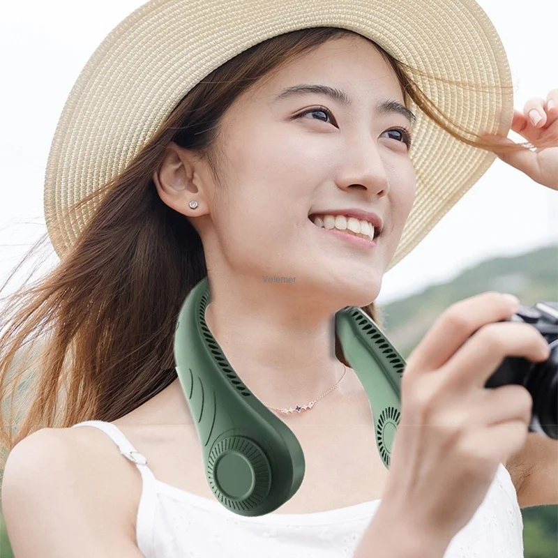 New Youpin Hanging Neck Fans Portable Cooling ventilador USB Leafless 360 Degree Neckband 78 Surround Air Outlets Rechargeable