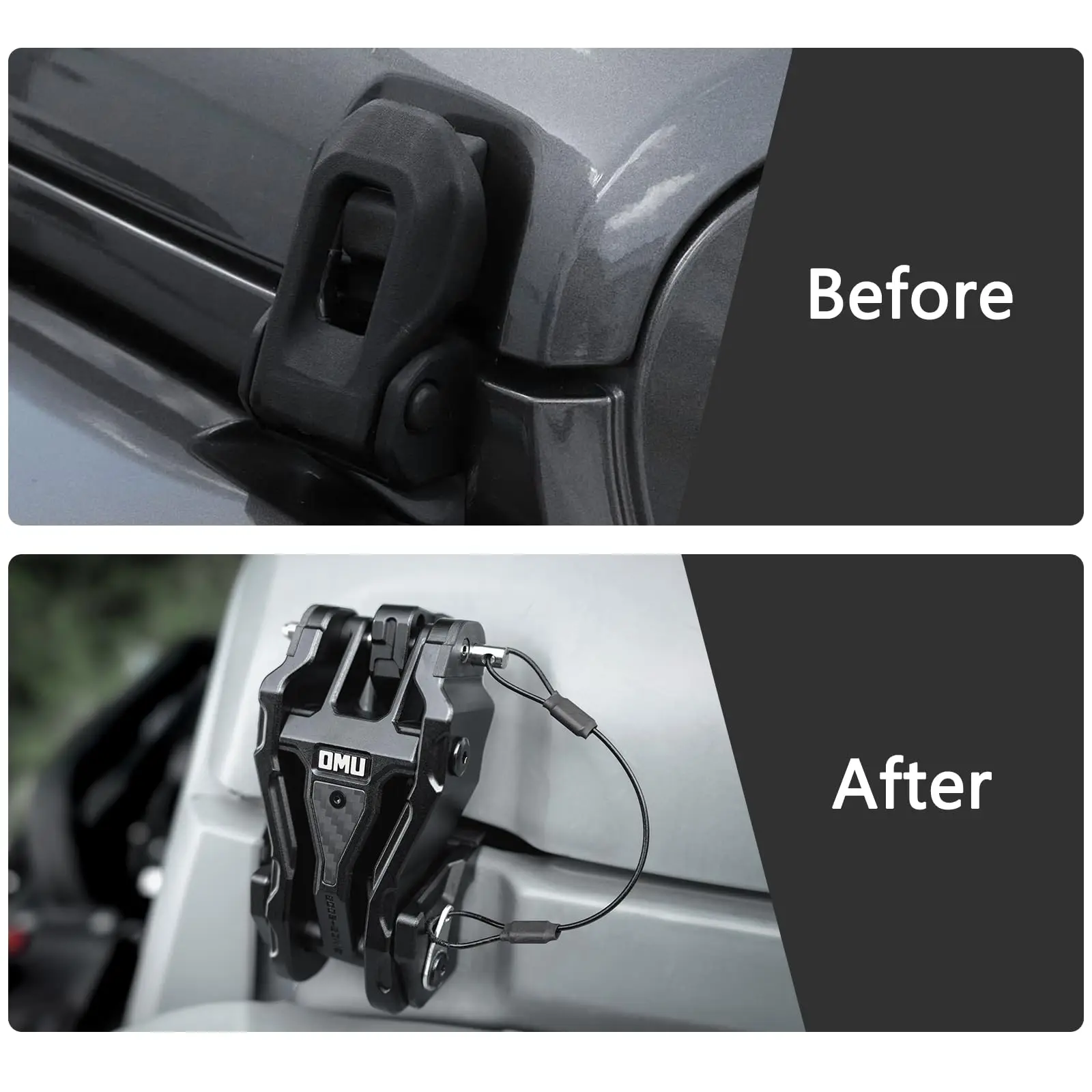 OMU 4x4 الألومنيوم هود الصيد قفل غطاء محرك السيارة هود المزالج ل جيب رانجلر JK/JKU 2007-2017 JL/JLU 2018-2024 & المصارع JT 2019-2024 #3