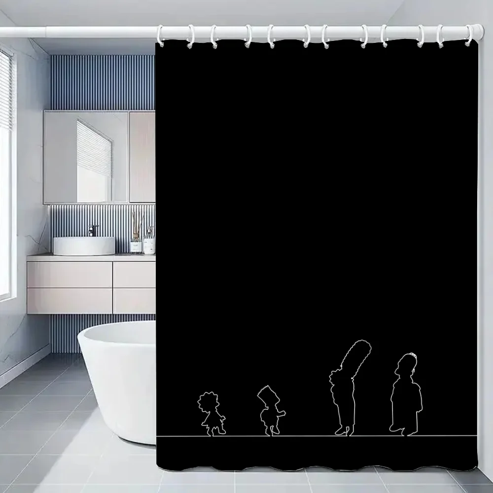 The Simpsons Bathroom Curtains for Houses Rooms Shower Folding Partition European Curtain Accessories Bath Bedrooms Quarto Home