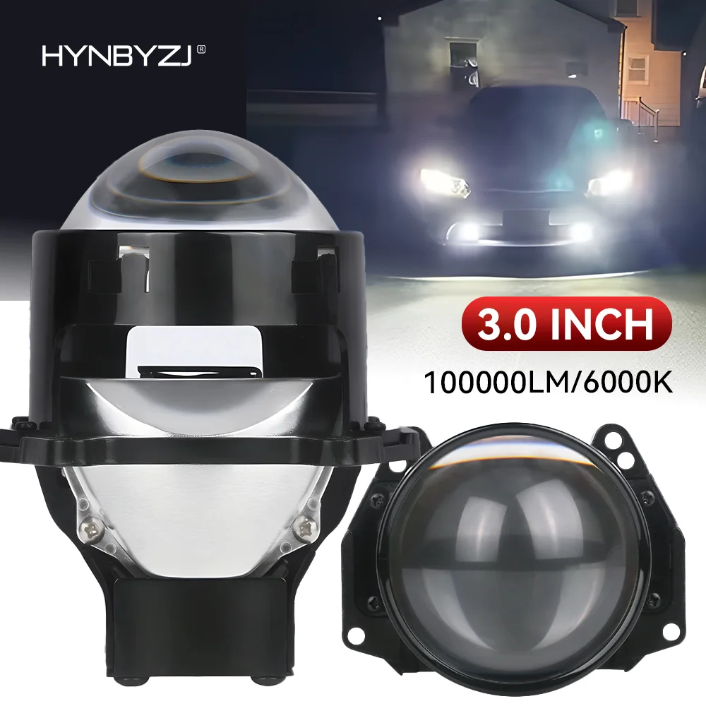 

HYNBYZJ 2PCS 3 Inch Bi LED Projector Headlights Lenses for Hella LED Lights Projector 2000000LM Diode Headlamp Car Accessories