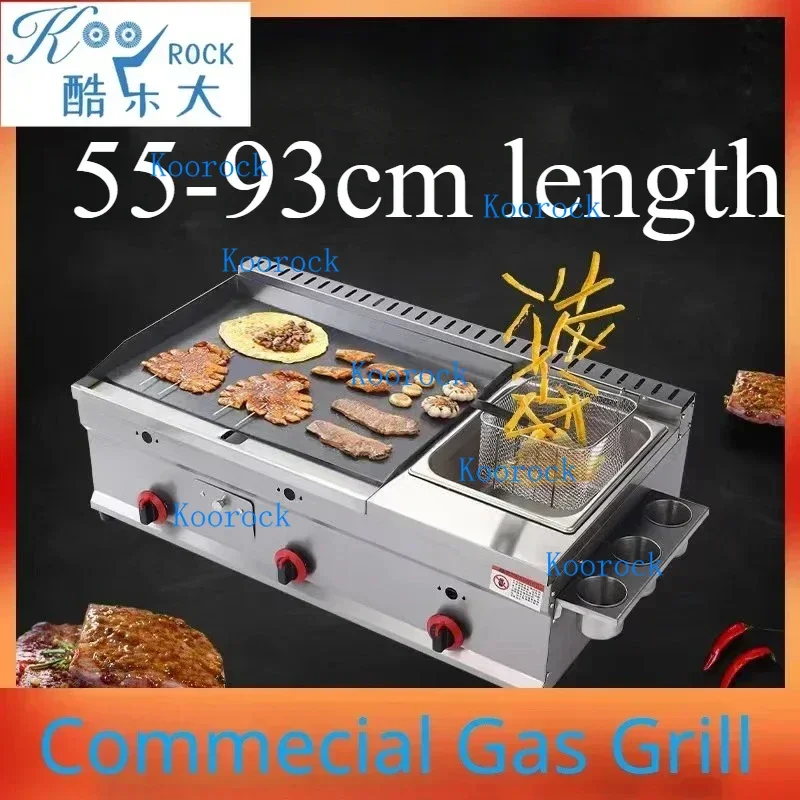 Commercial Gas Griddle & Fryer Combo (55-93cm), for Pancake, Teppanyaki, Braised Dishes & More, Street Food & Snack Cooking Mach