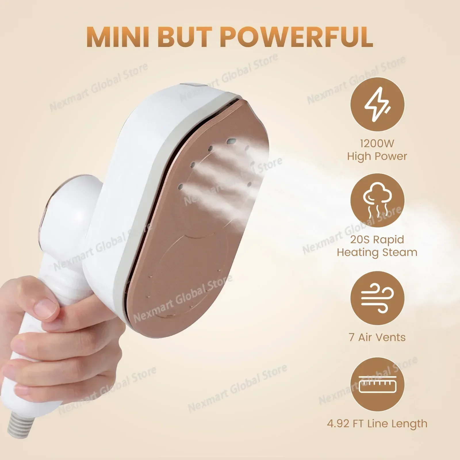 New Portable Handheld Garment Steamer, High Power Foldable Rotatable Electric Iron for Household Clothes Ironing