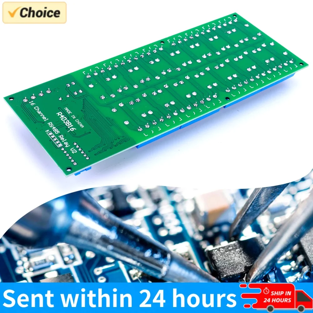 16 Channel RS485 Relay Board RS485 Relay Module PLC Controller Serial Port Switch for PLC PTZ Camera Motor LED