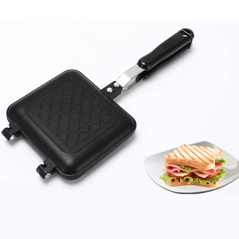 1 Piece Grilled Sandwich Maker Bread Toast Breakfast Machine Non-Stick Aluminum Flip Pan Kitchen Tool