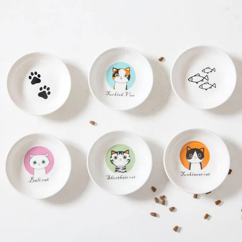 Mini Cute Cat Bowl Small Home Saucer Plate Ceramics Cartoon Seasoning Dipping Dish Creative Cartoon Cat Snack Soy Vinegar Dishes