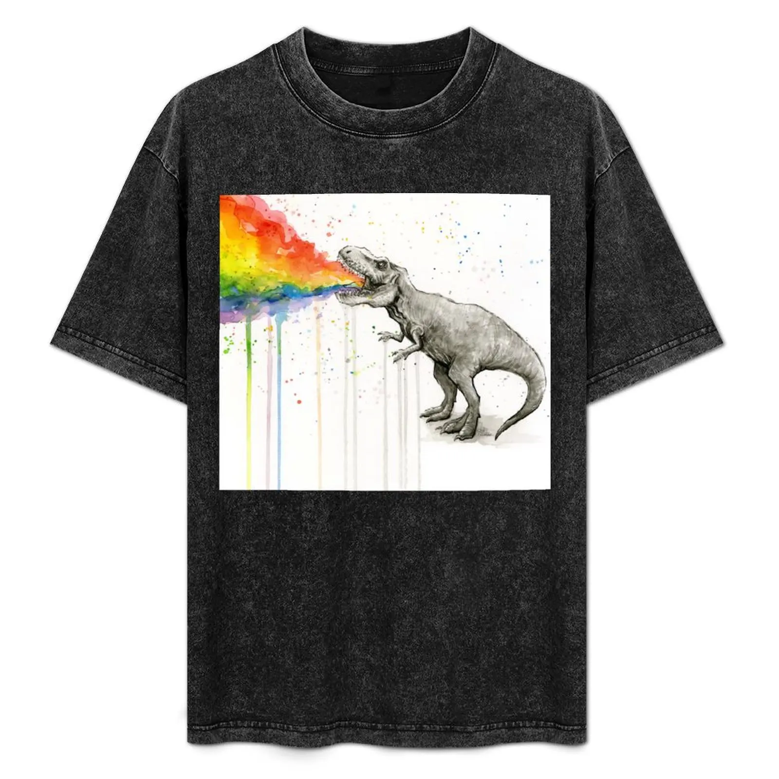 T-Rex Puking Rainbow Taste the Rainbow T-Shirt Casual All Match Short Sleeve T-Shirt