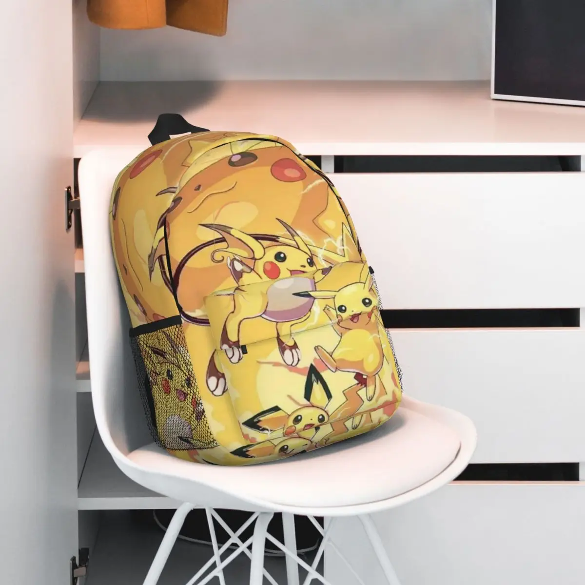 Pokémon novo padrão elegante bolsa escolar estampada mochila leve de 15 polegadas