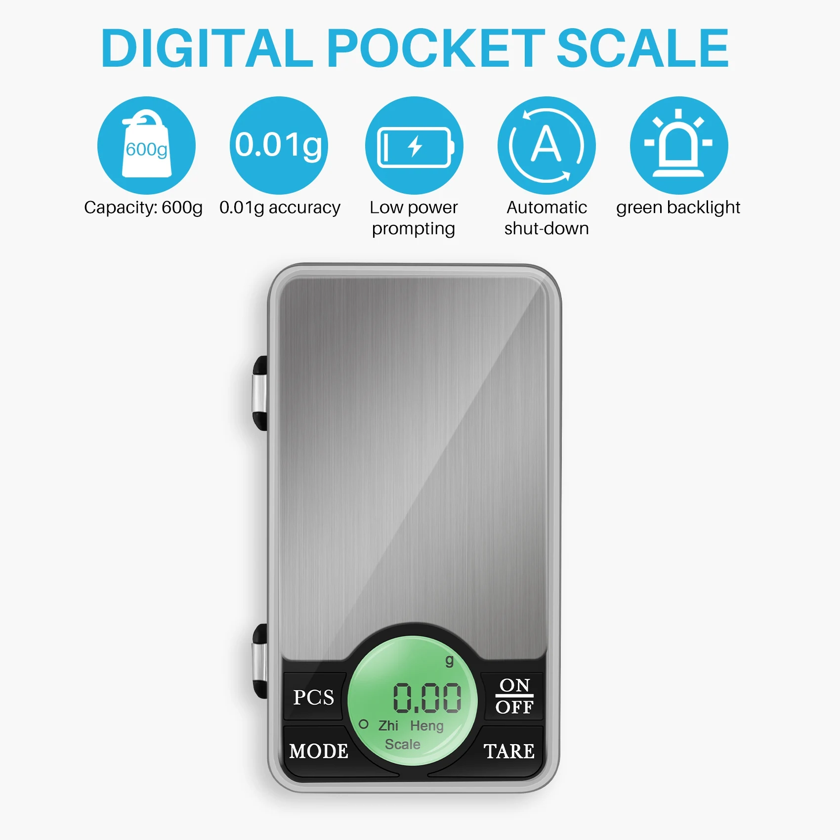 Precision 600G/0.01G Digital Pocket Scale Mini Jewelry Electronic 0.01 Gram Powder Coin Balance Weighing Lcd Back-Lit