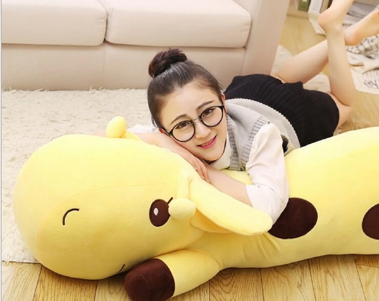 

one piece big lovely plush yellow giraffe toy new lying giraffe doll gift about 110cm 2698