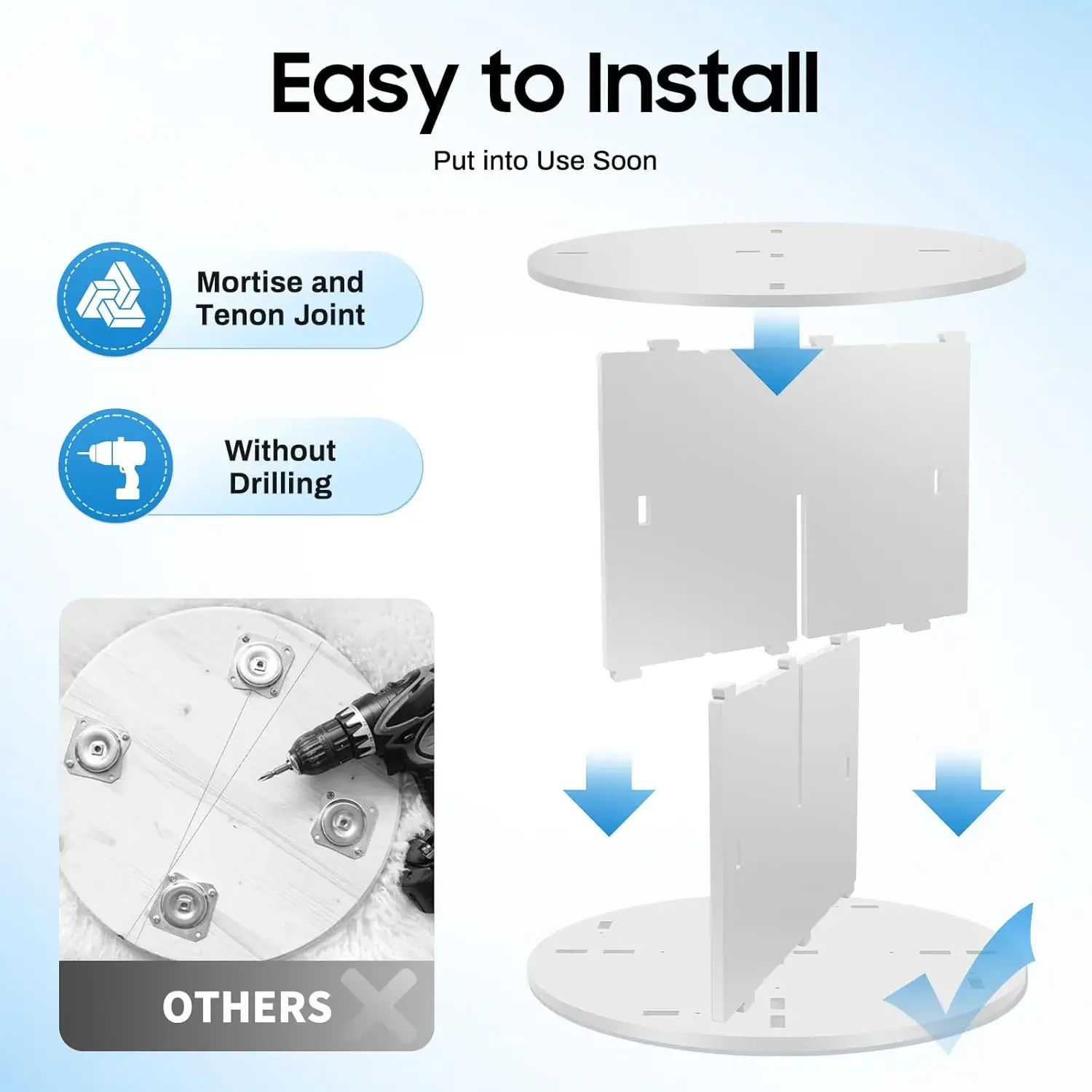 4段コーナー本棚回転本棚タワー本棚、自立型本棚収納ラック、耐荷重132.3ポンド