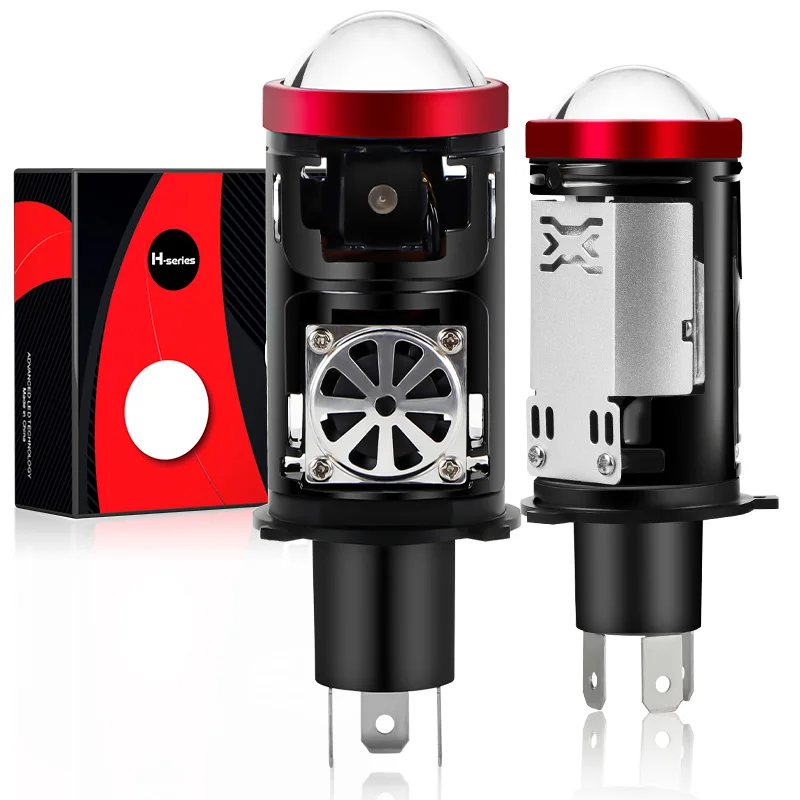 

100W Mini H4 LED Lens Bi LED Projector Canbus LED Headlight Bulbs Plug and Play Hi-Lo Turbo Fan Lamp For Car Motorcycle Retrofit