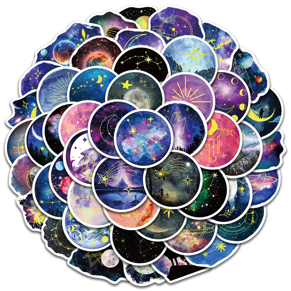 50 قطعة ملصق درب التبانة الجميل للهاتف الأمتعة سجل القصاصات الغيتار سكيت الكمبيوتر المحمول دراجة خوذة ملصق لاصق لامع ورائع