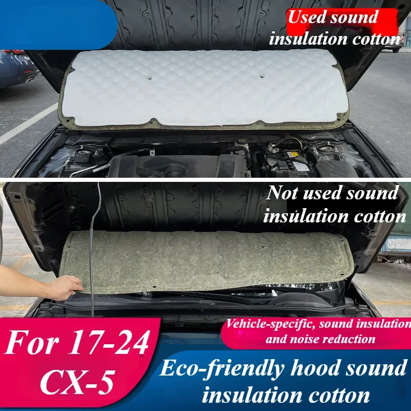 Fit for Mazda CX-5 2017-2024 Car Heat Insulation Foam Front Hood Engine Firewall Mat Cover Noise Reduction Accessories