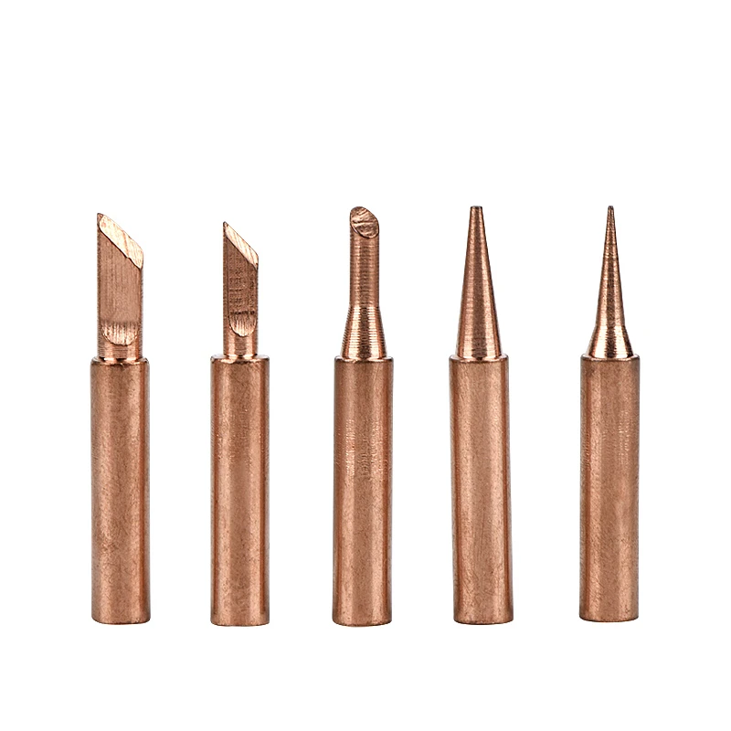 JCD 5PCS/Set Soldering Iron Tips Electric Soldering Iron Head For 908S 908 8898 936D 900M Silver Black Copper Universal Tools