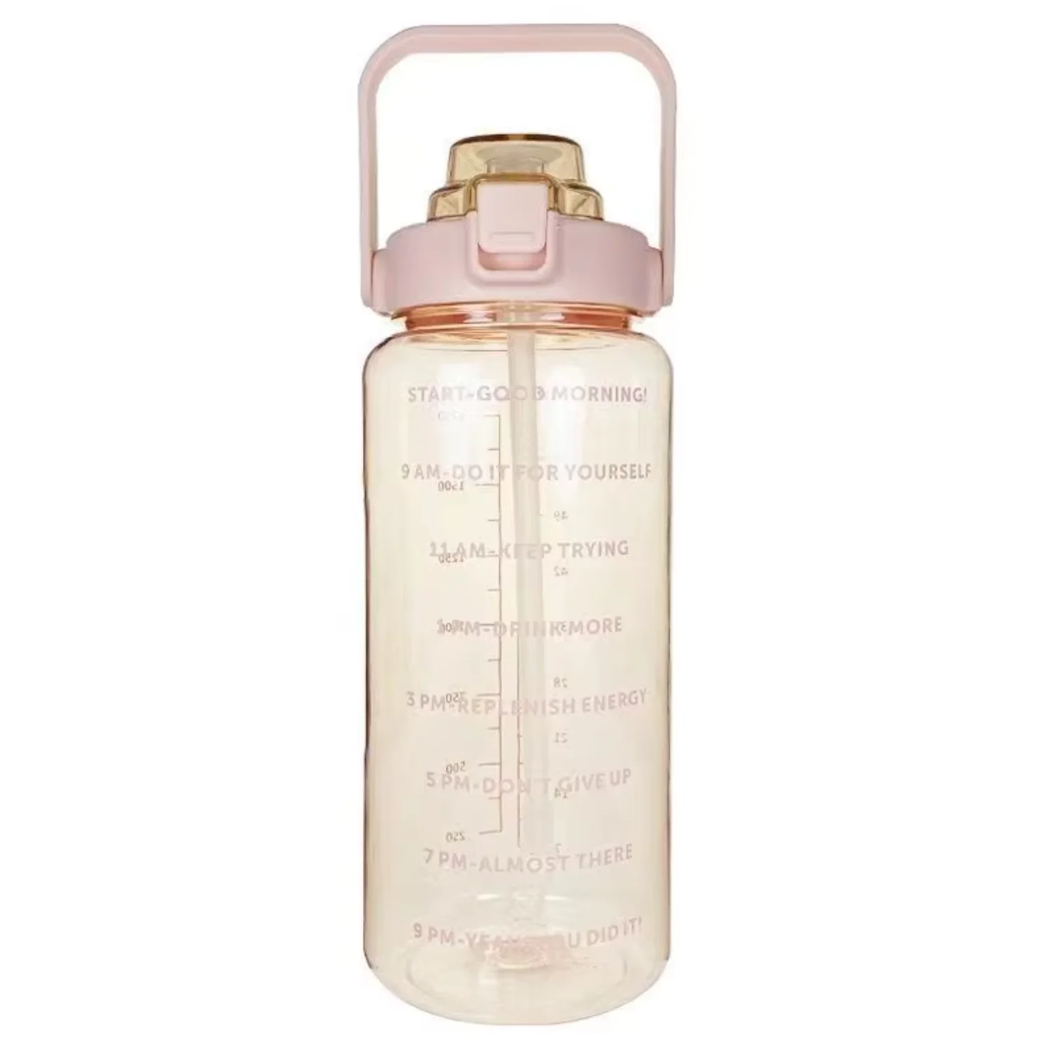 Reusable Gym Sports BPA Free 64 Oz 64Oz 2L Clear Motivational Half Gallon  With Time Marker And Straw