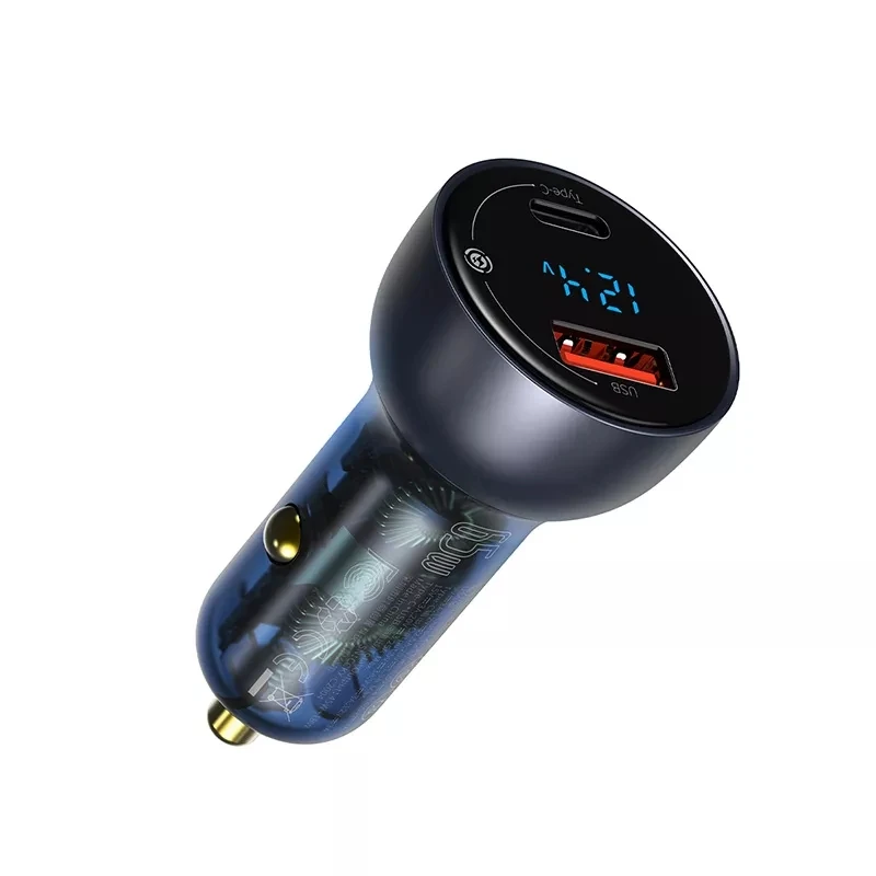 Baseus 65w pd carregador de carro qc 4.0 qc 3.0 display led tipo-c carregador rápido rápido para