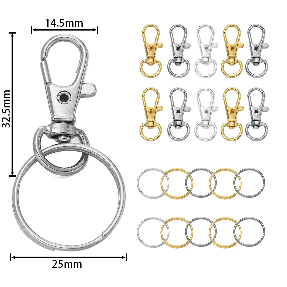 20/50 Stuks Draaibare Karabijnhaken Met Sleutelhanger Metalen Draaibare Karabijnsluitingen Voor Diy Sleutelhanger Tas Hang sieraden Maken Accessoires